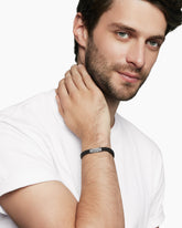 Chevron Bracelet in Black Rubber with Sterling Silver, 6mm